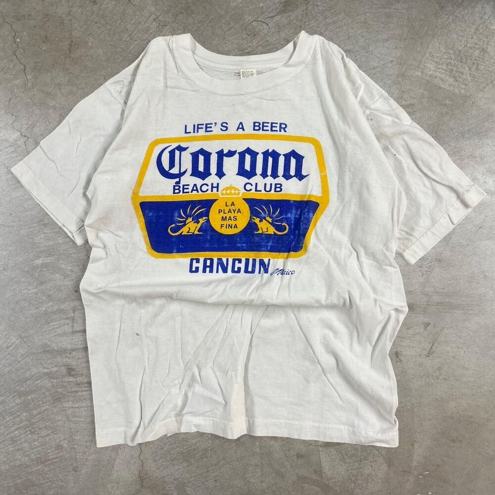 Vintage 90s Corona Beer Beach Club mens white t-shirt